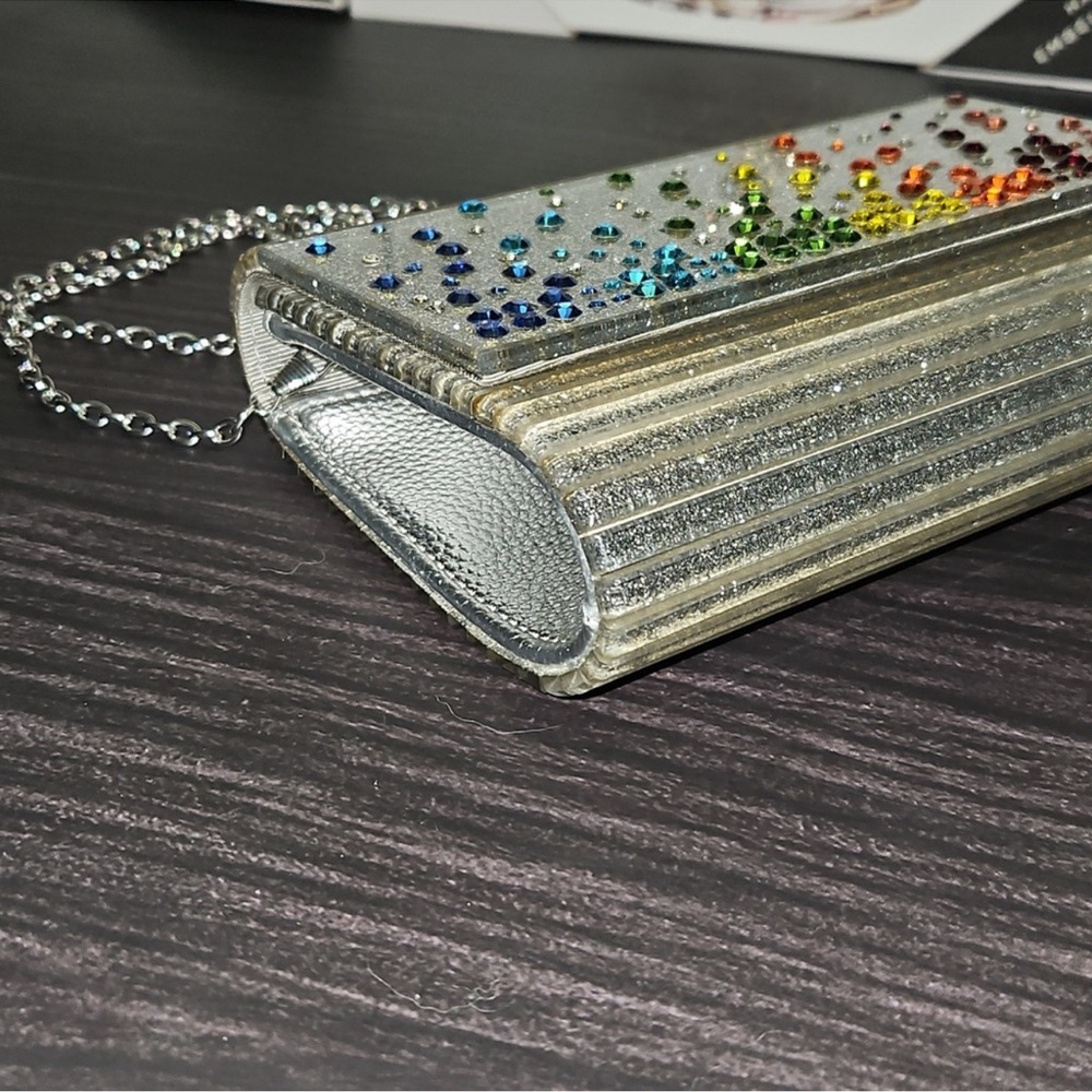 KURT GEIGER LONDON Crystals Acrylic /leather clutch/Crossbody - Picture 5 of 8